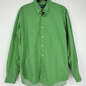 Ralph Lauren‎ Men's Custom Fit Green Paisley Button Down Shirt Size L